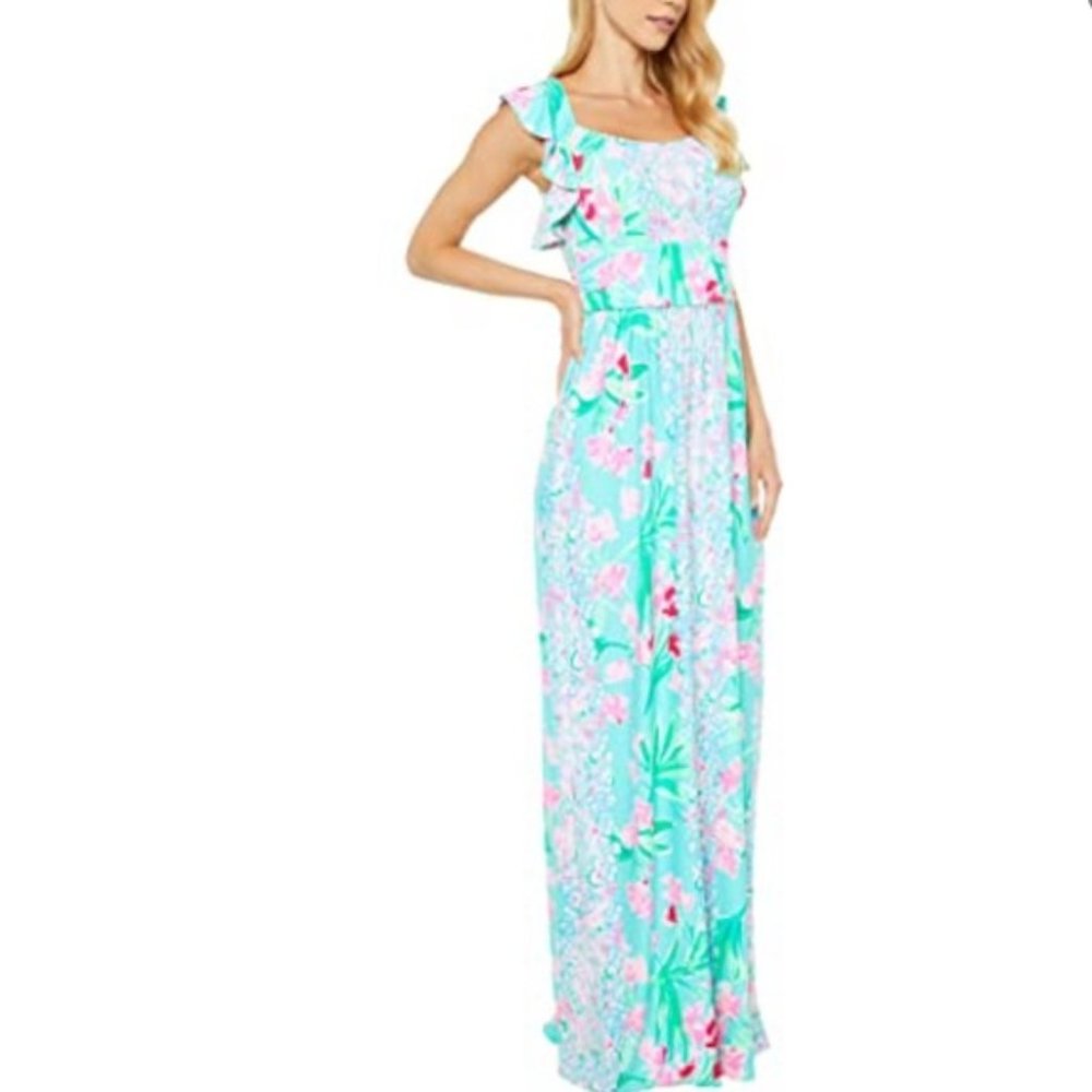 Lilly Pulitzer Crystal Maxi Dress Isn't She Lovely in Aqua El Fres